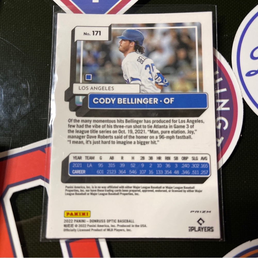 2022 Panini Optic- Cody Bellinger No. 171- Lime Green Foil